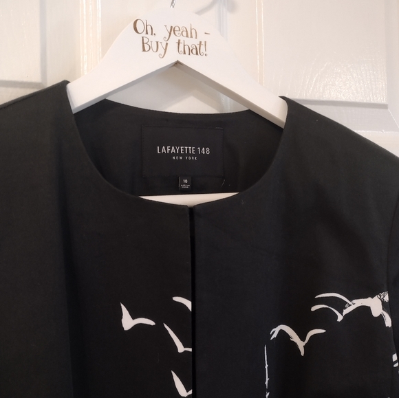 LIKE NEW Lafayette 148 New York Skyline Blazer Sz 10 Black White Brooklyn Bridge - Picture 4 of 6